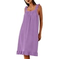 thumbnail image 4 of Pounoo Sleep Dresses for Women Square Neck Sleeveless Ruffled Trim Loose Fit Nightgowns Comfortable Flowy Maxi Nightwear Gift, 4 of 9