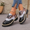 thumbnail image 5 of Women's Lace Up Loafers Fashion Floral Print Patent Leather Oxford Dress Shoes Wide Toe Box Slip On Ankle Boots Black 6, 5 of 9