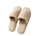 thumbnail image 4 of Risckoth Women's Fuzzy Slippers Open Toe Round Head Plush Fleece Indoor Slide Shoes, Khaki, 4 of 5