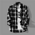 thumbnail image 2 of Mens Shirts Classic Checked Work Dress Long Sleeve T-Shirts Fall Vintage Plaid Regular Fit Button Down Shirts Coat with pockets Black L, 2 of 6