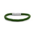 thumbnail image 2 of Mens Braided Leather Bracelet with Stainless Steel Push Pull Clasp (Green), 2 of 2