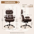 thumbnail image 3 of Ovios PU Leather Office Chair High Back Ergonomic Desk Chair with Lumbar Support Mid-Century Executive Computer Chair with Wheels for Home Office, Dark Brown, 3 of 9