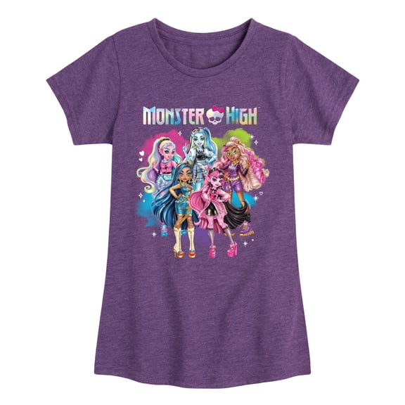 Monster High - Colorful Clouds Group Fitted Short Sleeve Graphic T-Shirt