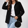 thumbnail image 2 of Ovzne Women's Corduroy Shacket Button Down Jacket Lapel Collar Long Sleeve Coat with Pockets Relaxed Fit Casual Outerwear,Black Jackets for Women, 2 of 8