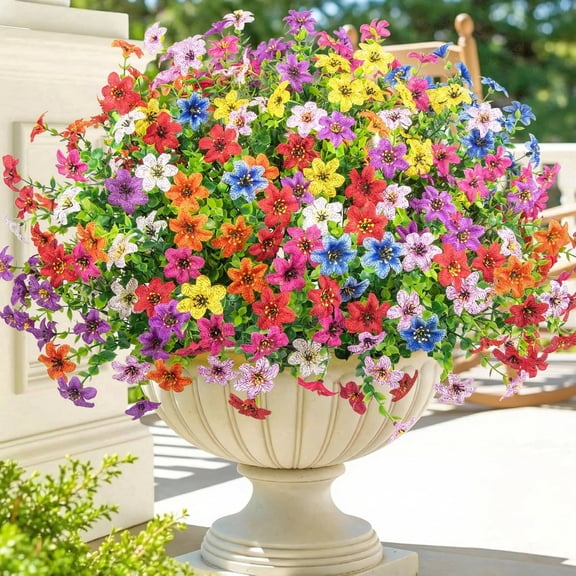 AcerichFad Artificial Flowers Outdoors, 24 Bundles Silk Fake Flowers Faux Plants for Spring Summer Yard Garden Porch Patio Home Decor, Multicolor