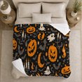 thumbnail image 5 of Halloween Pumpkin Ghost Bat Pattern, Festive Halloween Scene, Warm Flannel Blanket for Living Room and Reading Nook, Art Lovers Halloween Gift, Festive Home Decor, 5 of 9