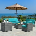 thumbnail image 4 of Costway 8 PCS Wicker Sofa Rattan Furniture Set Patio Furniture w/ Storage Table Turquoise, 4 of 10
