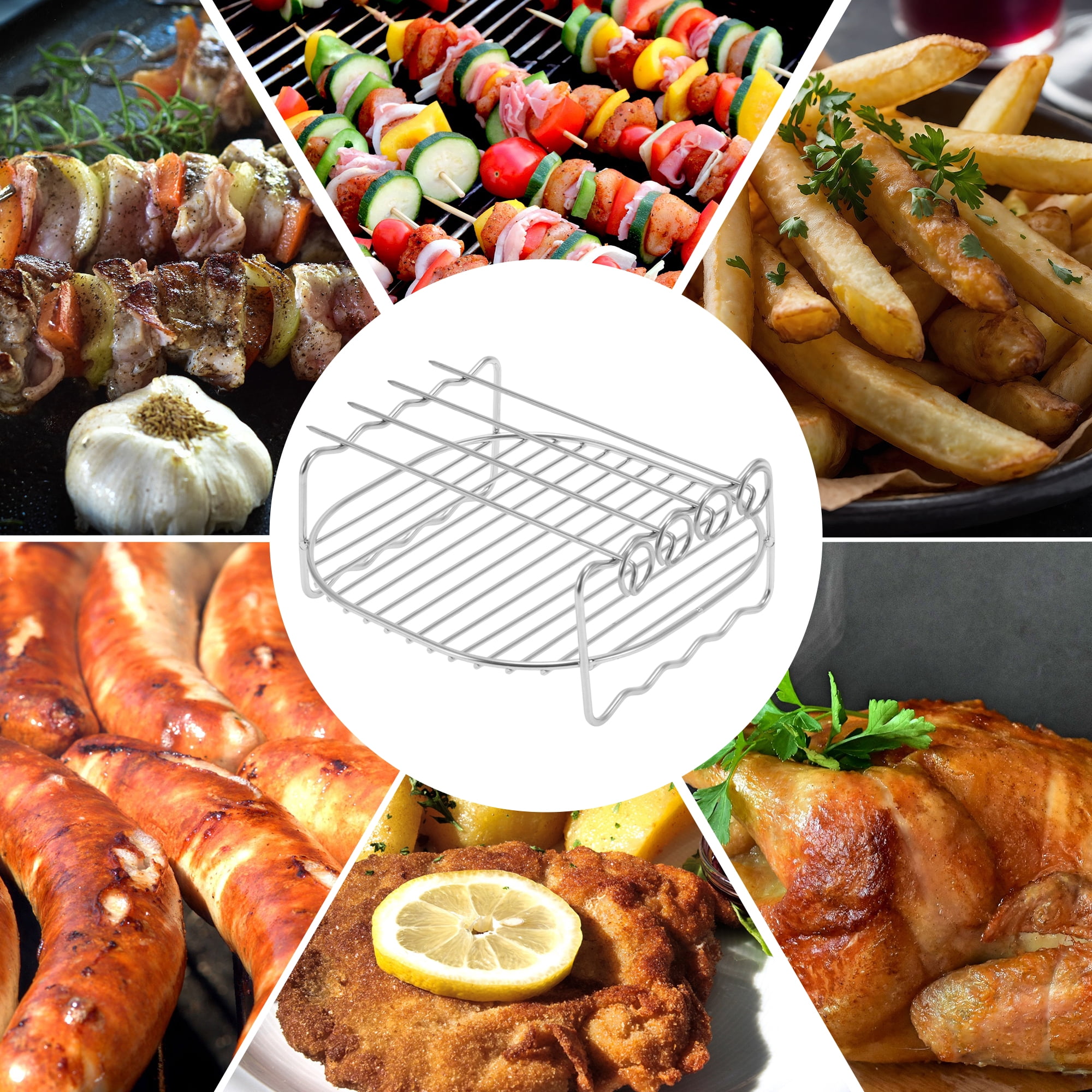 Unique Bargains Air Fryer Double Layer Rack 8 Inch Square Stainless Steel Rack