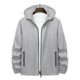 thumbnail image 5 of ohmzyzo Men's Packable Rain Jackets Lightweight Waterproof Raincoats with Hood Outdoor Running Hiking Cycling Jackets Solid Color Tops Gray 4XL, 5 of 5