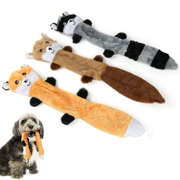 MASBRILL Squirrel Dog Squeaky Toys, 3PCS Crinkle Plush Dog Toys for Teething Chewing- No Stuffing&With Soft Squeaker , Best Birthday Gift For Puppy to Large Size Breeds