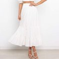thumbnail image 5 of RYKJLWY Summer Skirts for Women 2024 Ladies Solid Color Pleated Stitching Elastic High Waist Hip Long Skirt Plus Size Maxi Skirt (White,M), 5 of 9