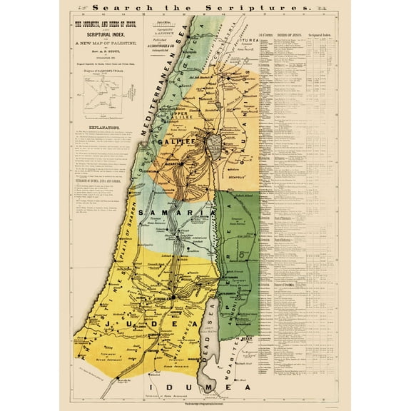 Historic Map - Palestine Israel - Strobridge 1881 - Vintage Wall Art