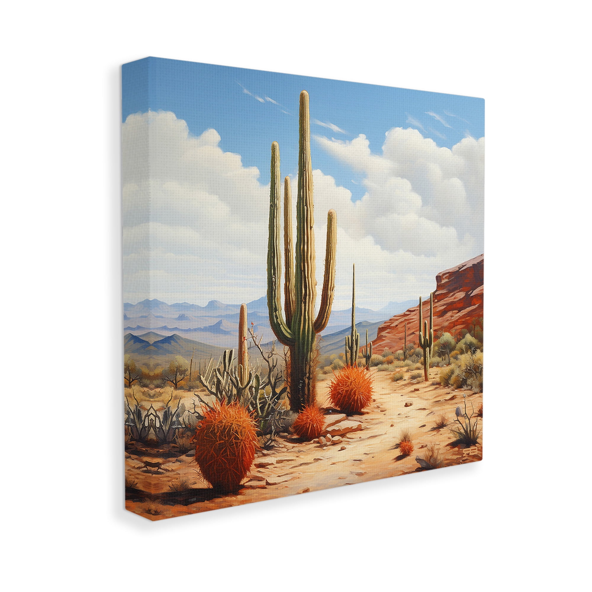 Stupell Industries Cloudy Desert Path Landscape Painting Gallery Wrapped Canvas Art Print Wall Art, 17 x 17