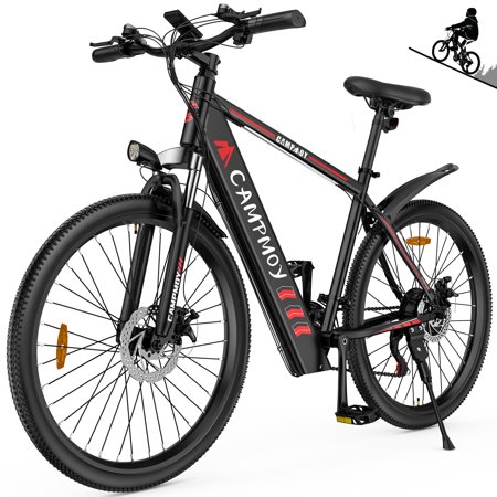Campmoy Electric Bicycle Mountain, LCD Display, Built-in 36 V Battery, 350 W Motor, 21- Speed Transmission, 5 Levels and Pedal Assist Modes, 331 Lbs., Great for Commuting, Free Lock