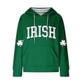 thumbnail image 4 of Oplxuo Womens St. Patrick's Day Clover Print Hoodie Casual Long Sleeve Sweatshirt Irish Shamrock Pullover Tops, 4 of 4