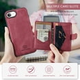 thumbnail image 6 of Wallet Case for iPhone 16e with Detachable Card Holder Slots, Premium PU Leather Slim Protective Cover with Back Kickstand Magnetic Closure, Shockproof Phone Case for iPhone 16e, Red, 6 of 8