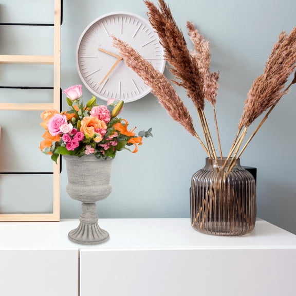 USHOBE Unique Vase Metal Light Grey Rustic Flower Arrangement 1Set