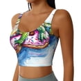 thumbnail image 2 of Balery Alligator Donut Pool Float Sujetadores deportivos con espalda cruzada para mujer, acolchados, sin costuras, de alto impacto, ideales para yoga, gimnasio, entrenamiento y fitness.-XX-Large, 2 of 8