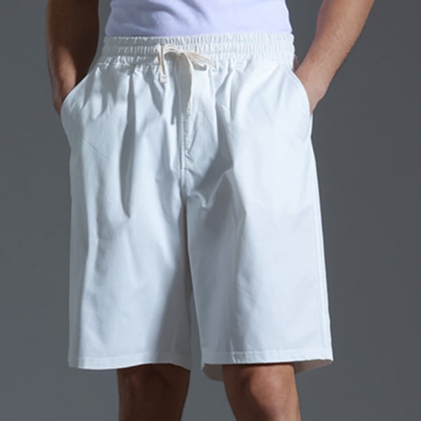 pstuiky Pantalones cortos de gimnasio para hombre, Pantalones cortos casuales de algodón con cordón y cintura elástica para hombre Pantalones cortos de golf
