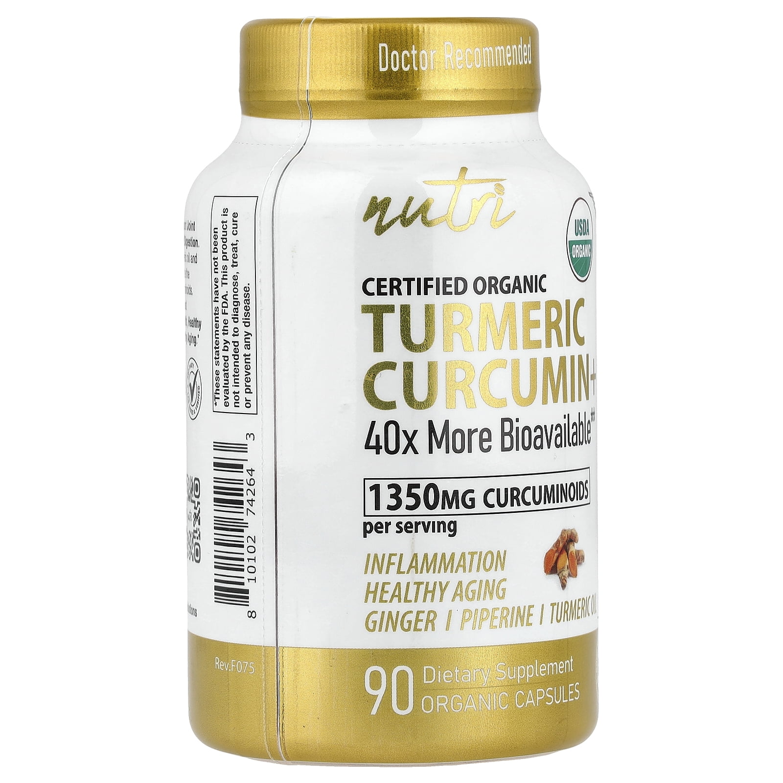 Nutri Organic Turmeric Curcumin+, 90 Organic Capsules