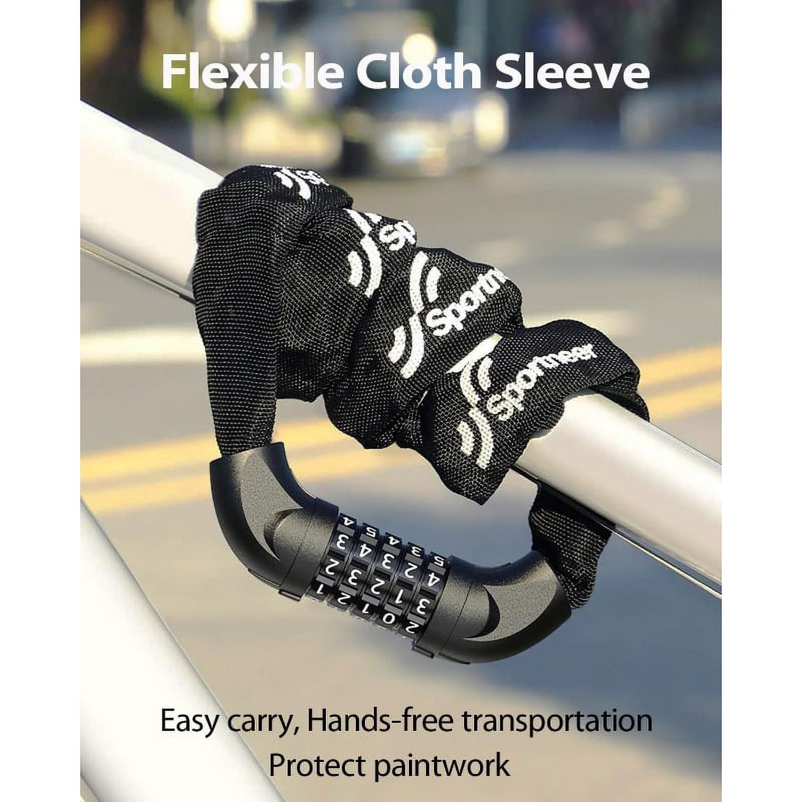 Bike Lock: 5 Digit Combination High Security Anti Theft Bike Chain Lock - 3.2/3.6/4ft Heavy Duty Resettable Keyless Bicycle Lock for Bike, Motorcycle, Scooter, Door & Gate - 4/6mm Thick