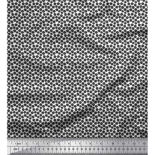 Soimoi Moss Georgette Fabric Floral Small Printed Craft Fabric by The Yard 42 Inch Wide