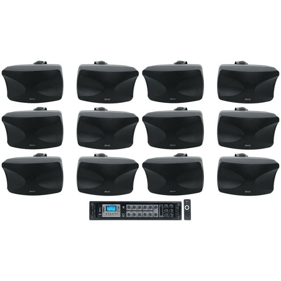 12) Rockville WET-44 PRO Dual 4" 4-Way Swivel 70V Commercial Speakers in Black Amp