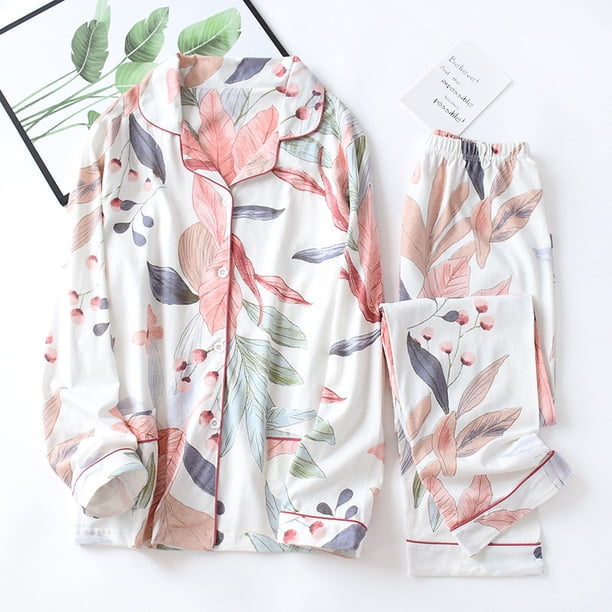 Conjunto de cárdigan holgado de algodón de talla grande para mujer, ropa de casa, pantalones de punto de algodón de manga larga, primavera y otoño