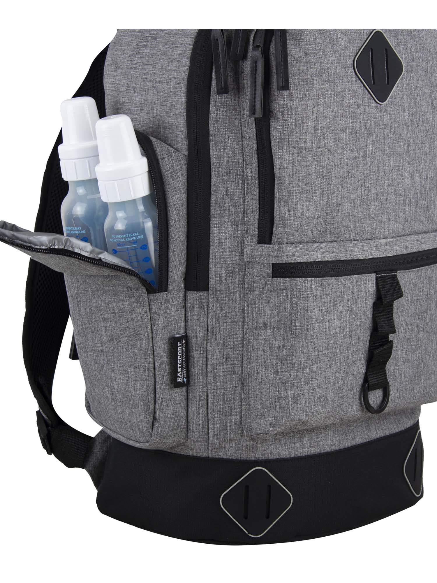 Eastsport Lenox Diaper Backpack Bag with Changing Pad, Grey