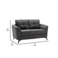 thumbnail image 5 of Odin 60 Inch Modern Loveseat with Tufted Cushions, Metal Frame, Gray Velvet- Saltoro Sherpi, 5 of 5