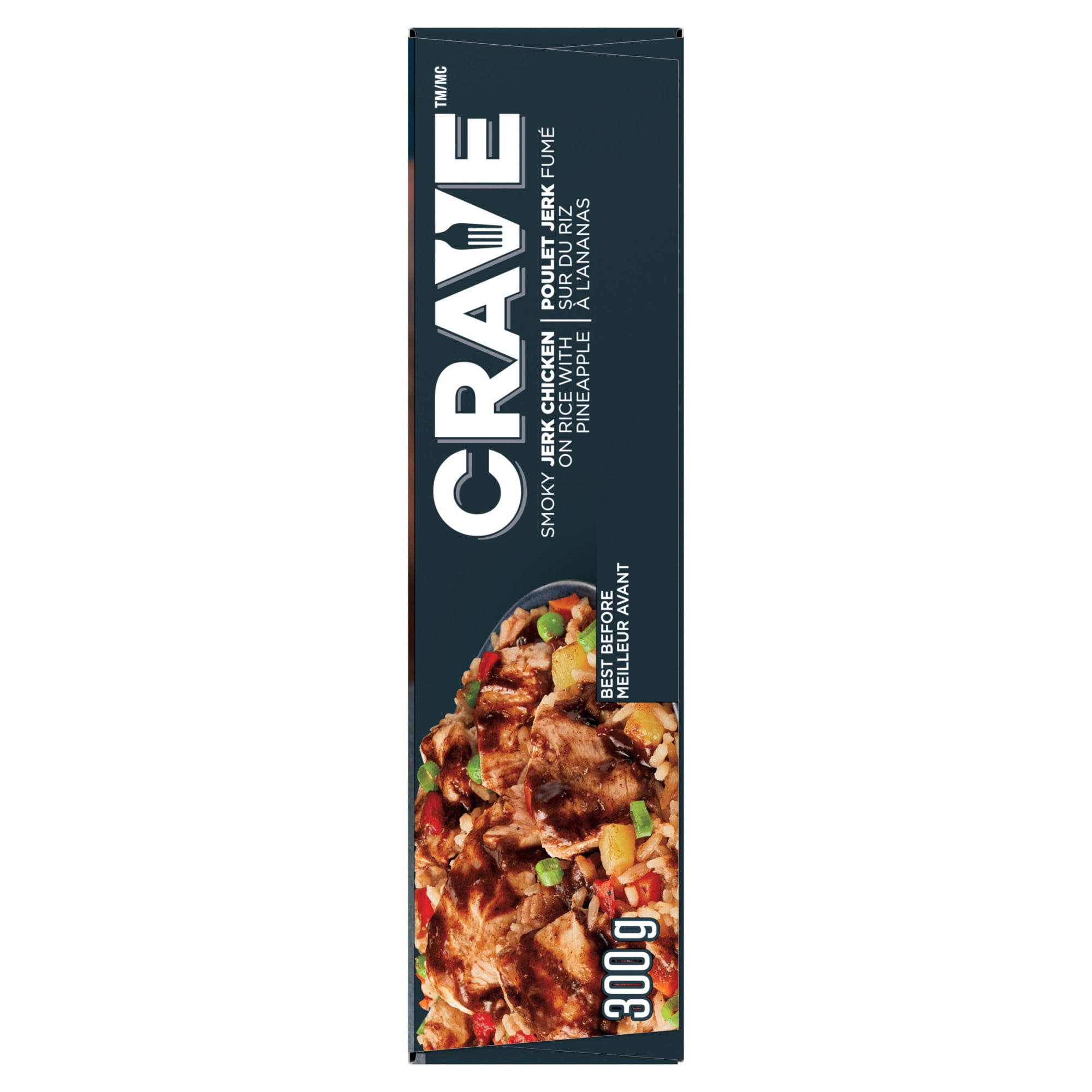 CRAVE Smoky Jerk Chicken on Rice with Pineapple Frozen Meal, 300 G Box, CRAVE Smoky Jerk Chicken on Rice with Pineapple Frozen Meal, 300 g Box
