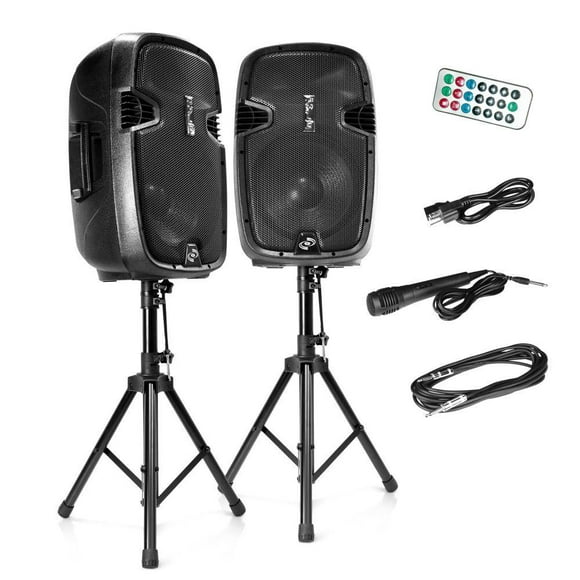 Pyle Système de Son à Double Haut-Parleur Bluetooth PA Actif Passif & Microphones