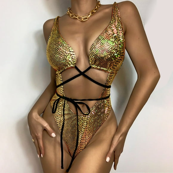 EGNMCR Womens Swimsuits Women's Lady Women Splicing Push-Up Bra Bikini Beach Set Swimsuit Swimwear