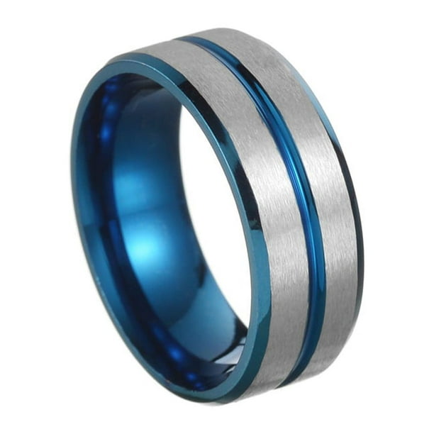 Anillo de acero inoxidable galvanizado de dos colores para hombre, joyería europea y americana, joyería de moda sencilla