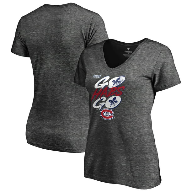 Montreal Canadiens Fanatics Branded Women's 2021 Stanley Cup Playoffs Bound Heads Up Play V-Neck T-Shirt Charcoal - Walmart.com - Walmart.com