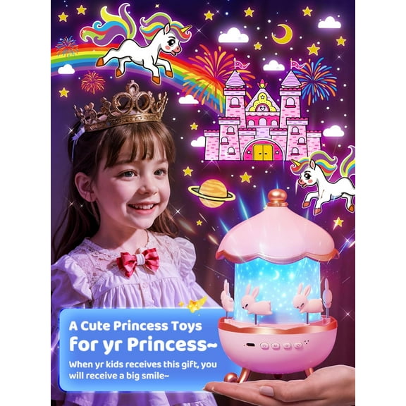 Kids Night Light Projector with 10 Music 15 Films 315 Colors  Projector, Remote Control & 1200mAh Battery for Ceiling Decor