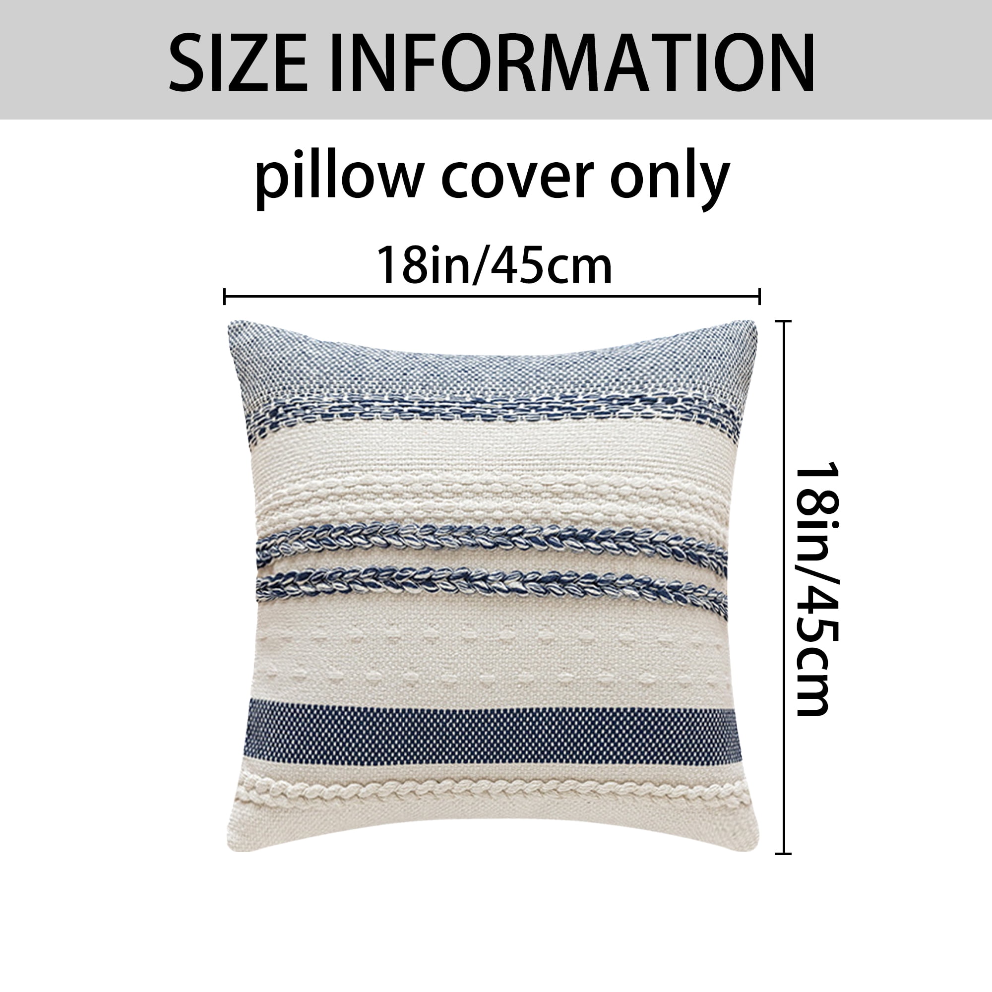 Unique Bargains Striped Throw Pillow Covers Pack of 2 Navy Blue/Green 18" x 18"
