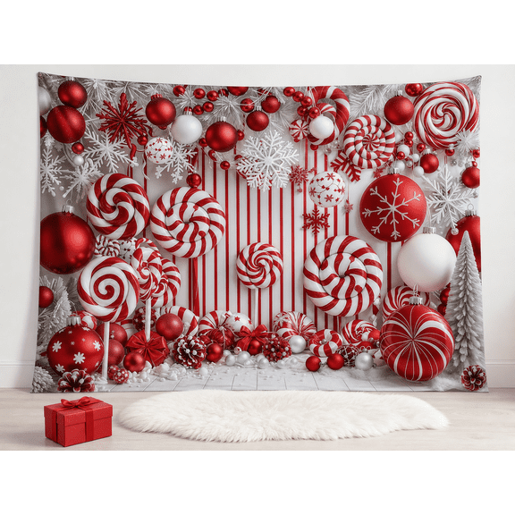 Candy Cane Peppermint Christmas Ornament Backdrop