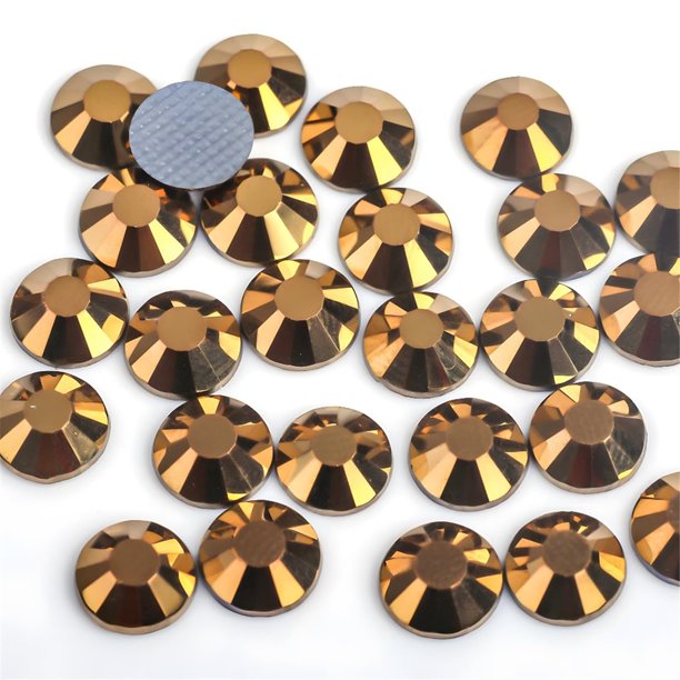 Hotfix Rhinestones Flatback Glass Rhinestone 3000PCS SS10 2.7-2.9MM Gemas redondas para uñas Arte Glitter Cristales Piedra DIY Bolsas Ropa Zapatos (Oro)