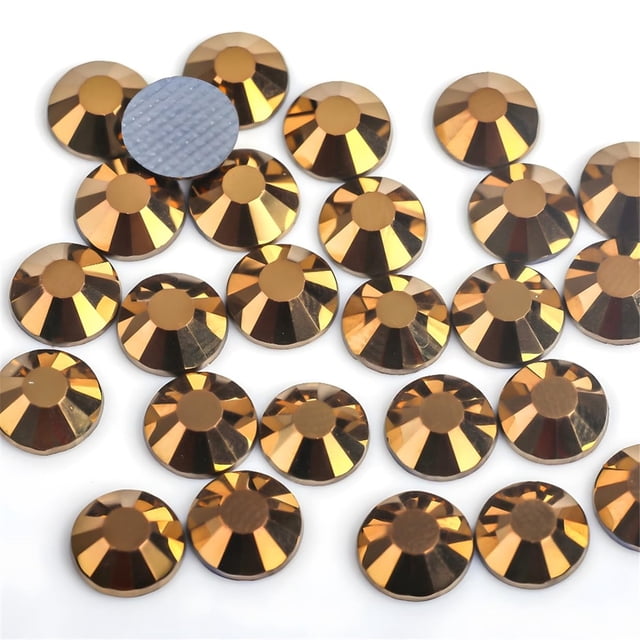 Hotfix Rhinestones Flatback Glass Rhinestone 3000PCS SS10 2.7-2.9MM Gemas redondas para uñas Arte Glitter Cristales Piedra DIY Bolsas Ropa Zapatos (Oro)