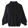 thumbnail image 1 of GDREDA Chandail Court à Col Roulé pour Femmes Manches Lanterne Tricoté Côtelé chandail Noir, Taille Unique, 1 of 3