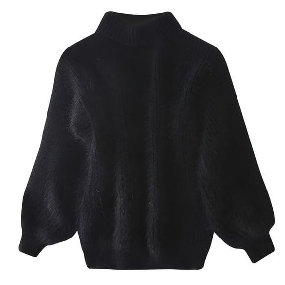 UJNDER Winter Sweater for Women Loose Warm Pullover Knitted Crew Neck Black One Size