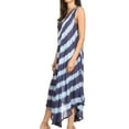 thumbnail image 4 of Sakkas Neja Women's Casual Maxi Summer Sleeveless Loose Fit Tie Dye Tank Dress - Navy - One Size Regular, 4 of 5