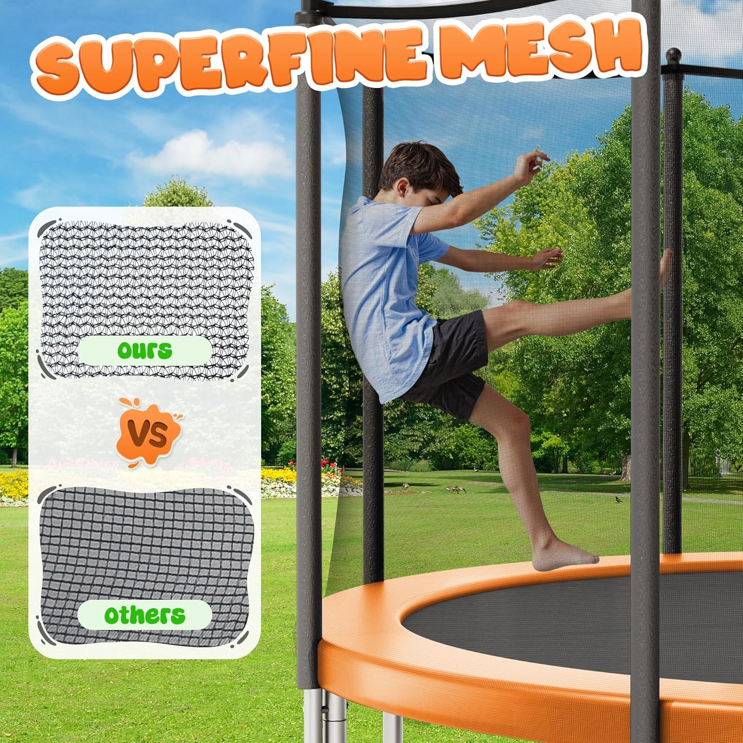 Outdoor Trampolines 8ft,Exercise Trampolines with Enclosure Net and Ladder,Recreational Anti-Rust Trampolines for Kids and Adults