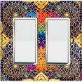 thumbnail image 1 of Metal Light Switch Plate Cover Rainbow Mandala Flower Tile Pattern MDL095, 1 of 13