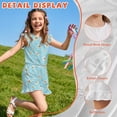 thumbnail image 5 of ZIATUBLE4S Blue Daisy Print Girls Jumpsuit Summer Casual Romper Flutter Sleeves One-Piece Playsuit Elastic High Waist Kids Outfit with Pockets for 11-12 Y, 5 of 6