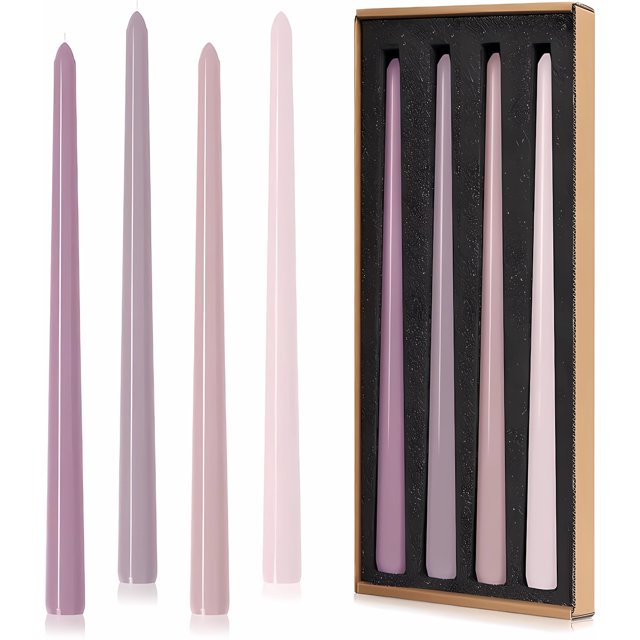 MGEZCOO - Velas cónicas de 12 pulgadas con degradado rosa (paquete de 4) - Sin aroma y sin humo