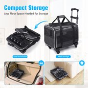 WFUN Rolling Pet Carrier with Wheels for Small Medium Dogs and Cats up to 20lb, Airline Approved Pet Dog Cat Travel Carrier Bag for Travel Flight Camping Outdoor,Black