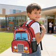 thumbnail image 3 of Pzuqiu Fire Truck Kids School Backpack 13.5 Inch Water Resistant Breathable Preschool Bookbag for Toddler Boys Girls Lightweight Adjustable Padded Straps for Kindergarten, 3 of 7