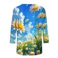 thumbnail image 5 of Nrmvnmi Womens Tops Casual 3/4 Sleeve Shirts Cute Cartoon Print Crew Neck Loose Casual Blouses Floral Print Tshirts Mothers Day Gifts, 5 of 5